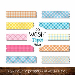 Digital Washi Tape Clipart, Spring Plaid, Washi Tape For Digital Planner, Goodnotes, PNGs, Planner Tape, Washi Tape Clipart Set, Vol. 2