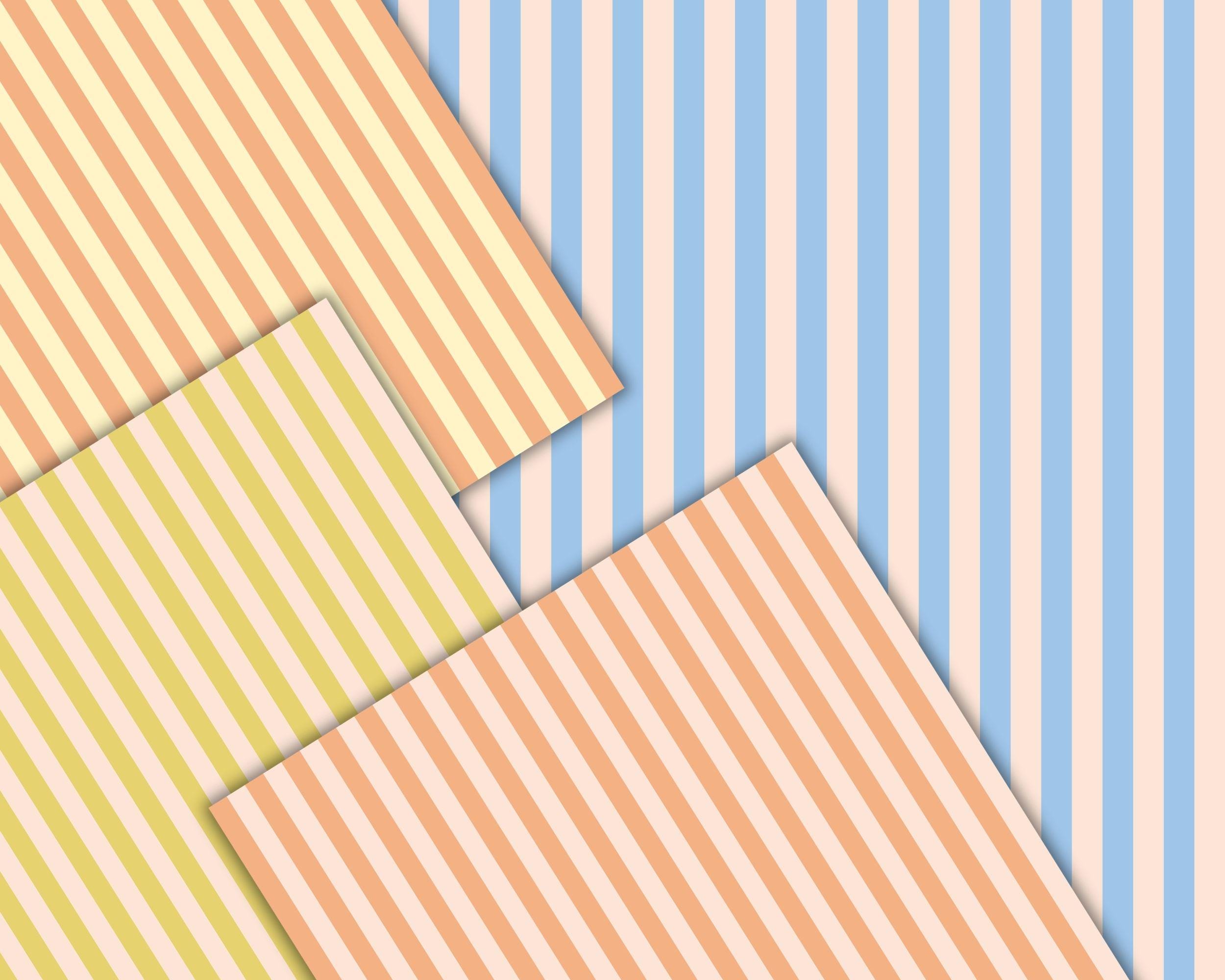 Pastel Stripes Digital Paper Bundle, Seamless Vertical Stripe Two Color ...