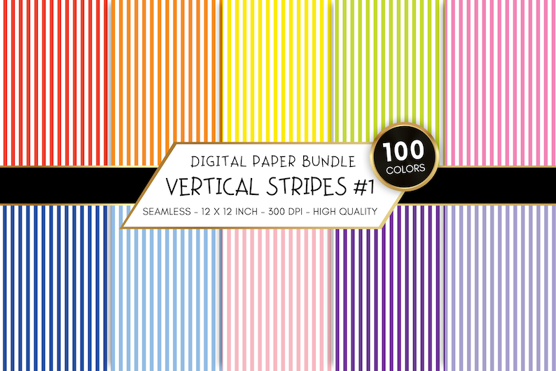 100 Colors Basic Stripes Digital Paper, Seamless Colorful Striped ...