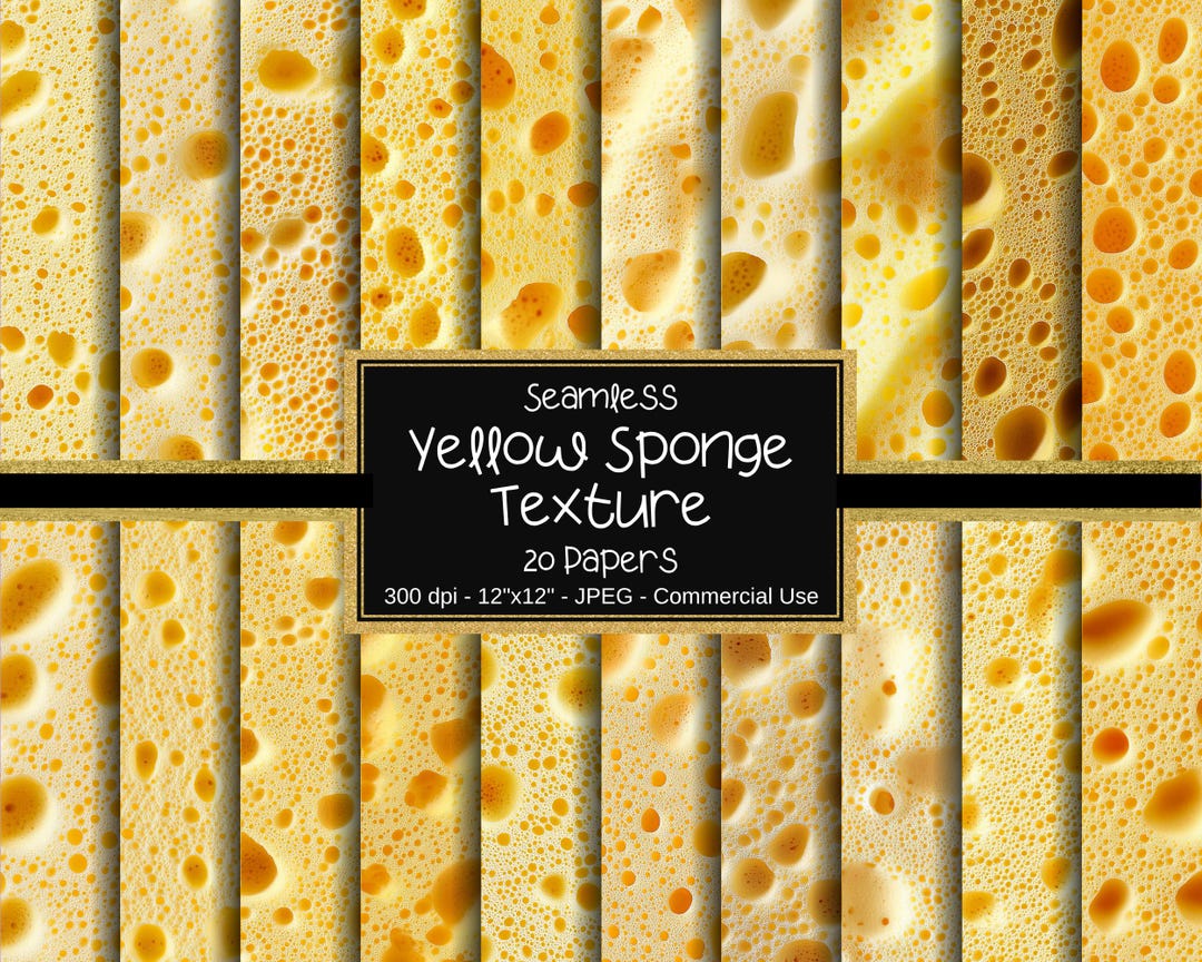 Sponge Texture Seamless Digital Paper, Yellow Sponge Background, Close ...