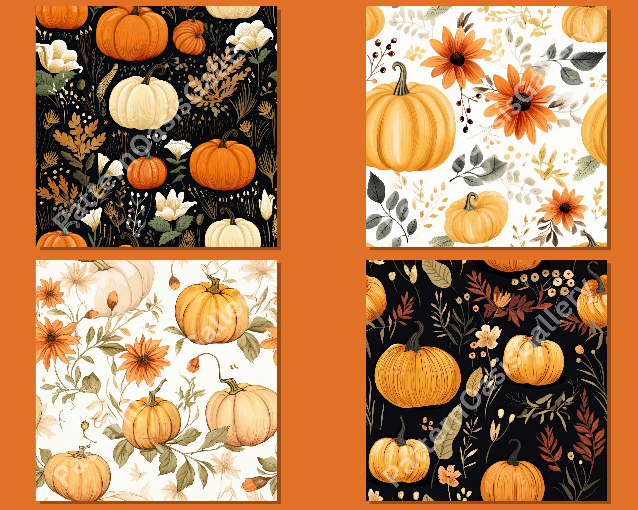 Autumn Pumpkin Seamless Digital Paper, Boho Fall Patterns (20 Designs ...