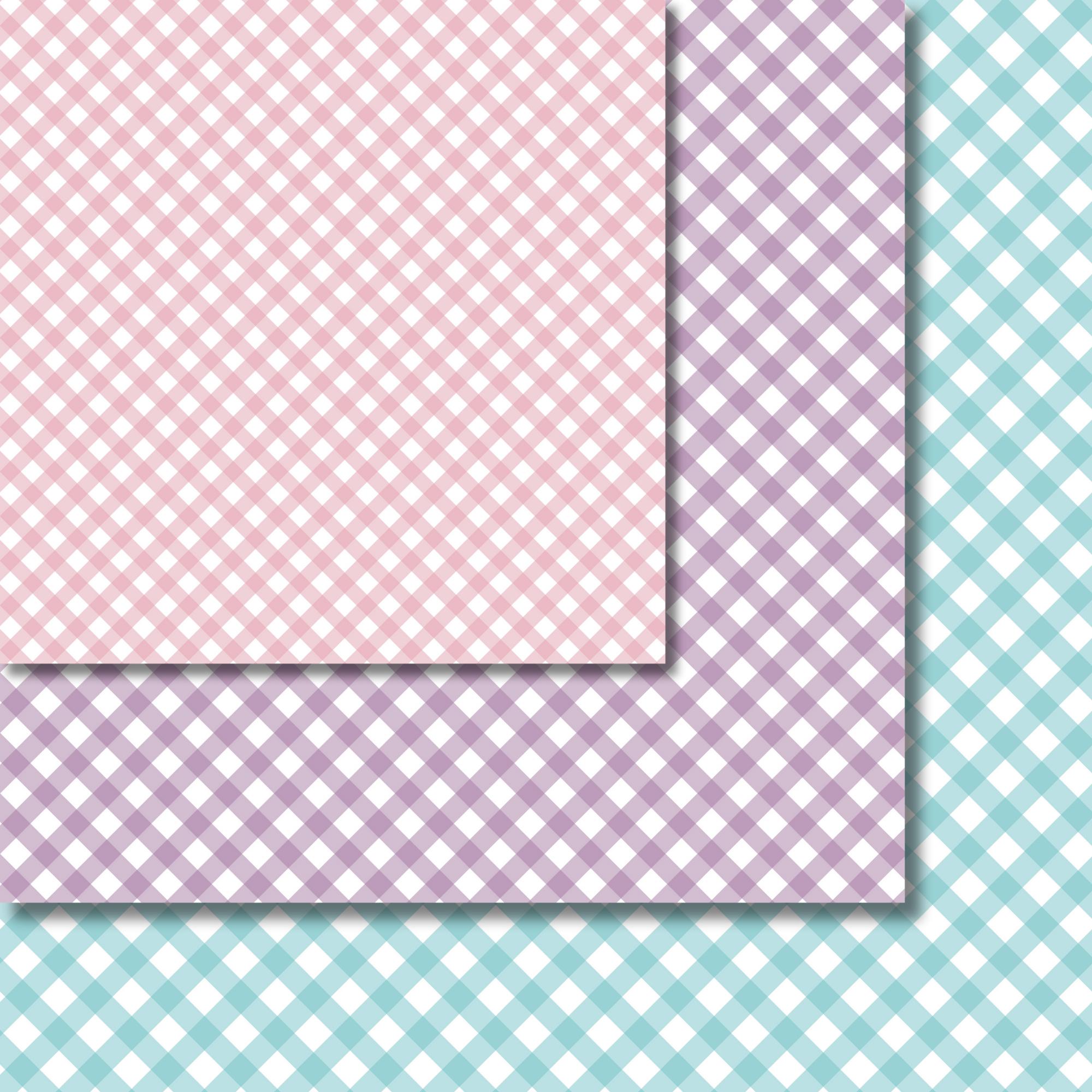 Gingham Pattern Seamless Digital Paper, Muted Pastel Colors & White ...