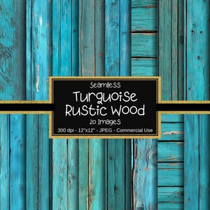 Papel digital sin costuras de madera turquesa, textura de madera rústica, papel imprimible de madera vieja, madera desgastada, 20 diseños, 30 x 30 cm, papel para álbumes de recortes