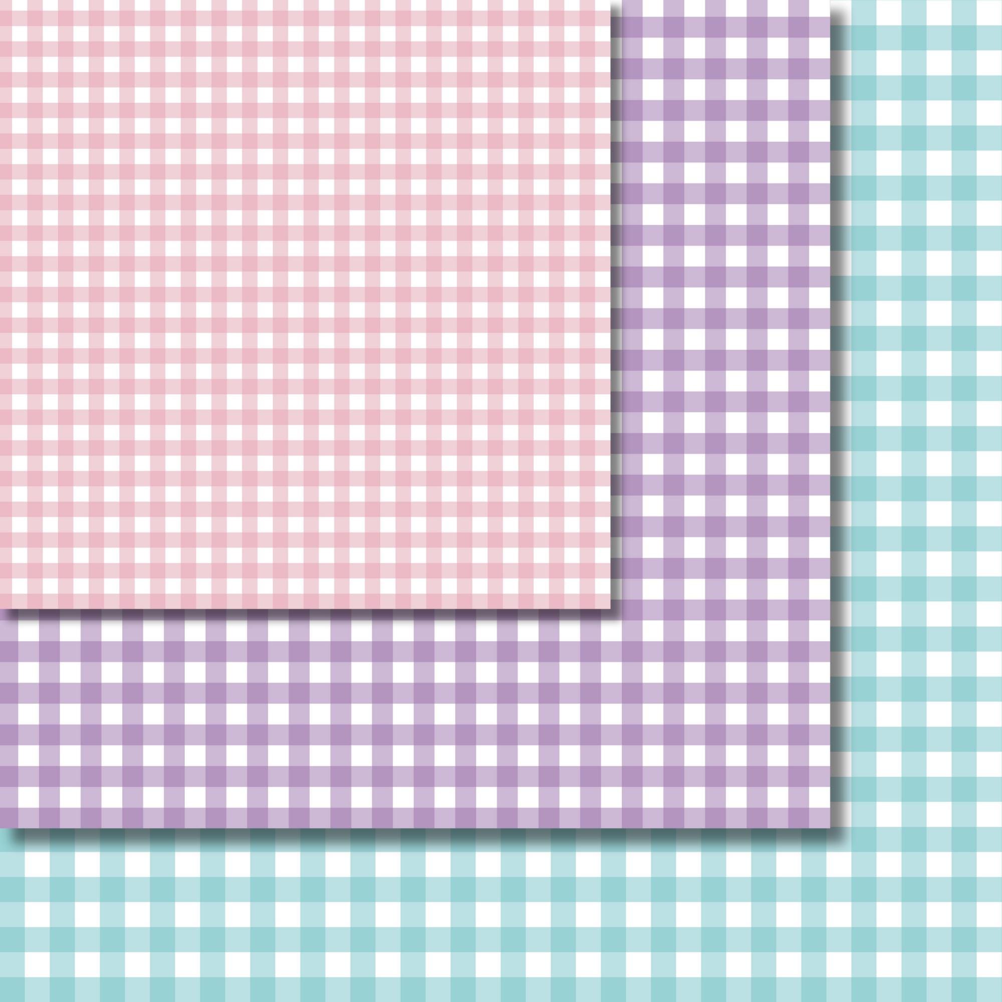 Gingham Pattern Seamless Digital Paper, Muted Pastel Colors & White ...