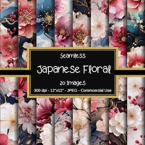 Japanische Blumen-Alkohol-Tinte - floraler Hintergrund, Scrapbook-Papier, Sofort-Download, Scrapbooking, Seamless Pattern, Blumen Japan