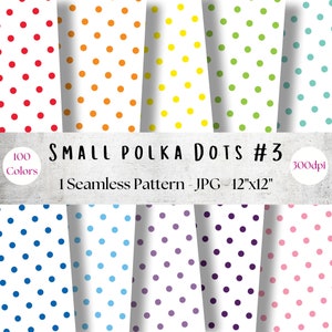 100 carte a pois piccoli senza cuciture, 100 colori, 12" x 12", 300 DPI, carta per pianificatore, uso commerciale, carta per album, carta arcobaleno