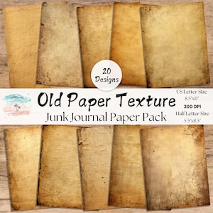 Old Paper Junk Journal Pages, Full and Half Papers, Old Paper Textures, Junk Journal Kit, Distressed Background, Grunge Pages, Ephemera