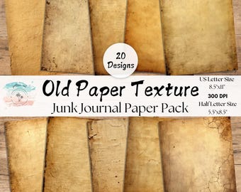 Old Paper Junk Journal Pages, Full and Half Papers, Old Paper Textures, Junk Journal Kit, Distressed Background, Grunge Pages, Ephemera