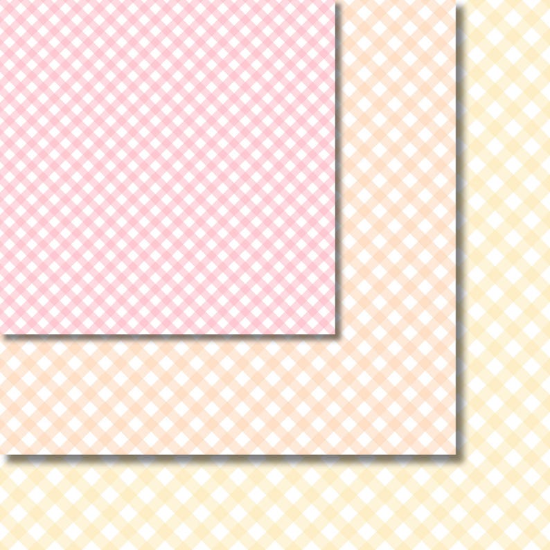 K&ouml;nnte beinhalten: Ein nahtloses Muster aus rosa und wei&szlig;em Gingham, gelbem und wei&szlig;em Gingham und hellgelbem und wei&szlig;em Gingham.