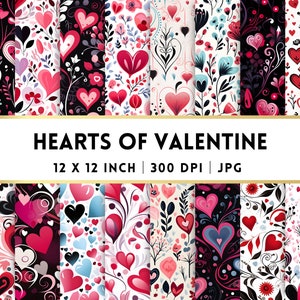Sweet Valentine Hearts digitaal papier - afdrukbaar papier, scrapbooking, instant download, naadloze harten achtergrond, Valentijnsdag