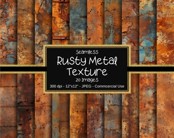 Rusty Metal Texture – 20 naadloze digitale papiersoorten (commercieel gebruik)