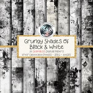 Tonos grunge sin costuras en blanco y negro, papel digital, texturas desgastadas, fondos grunge, scrapbooking, descarga instantánea, imprimible