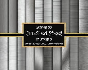 Brushed Gray Steel Digital Paper - Steel Metal Texture Background Images, Commercial Use, Grey Metal Texture, Scrapbooking, Gray Shades