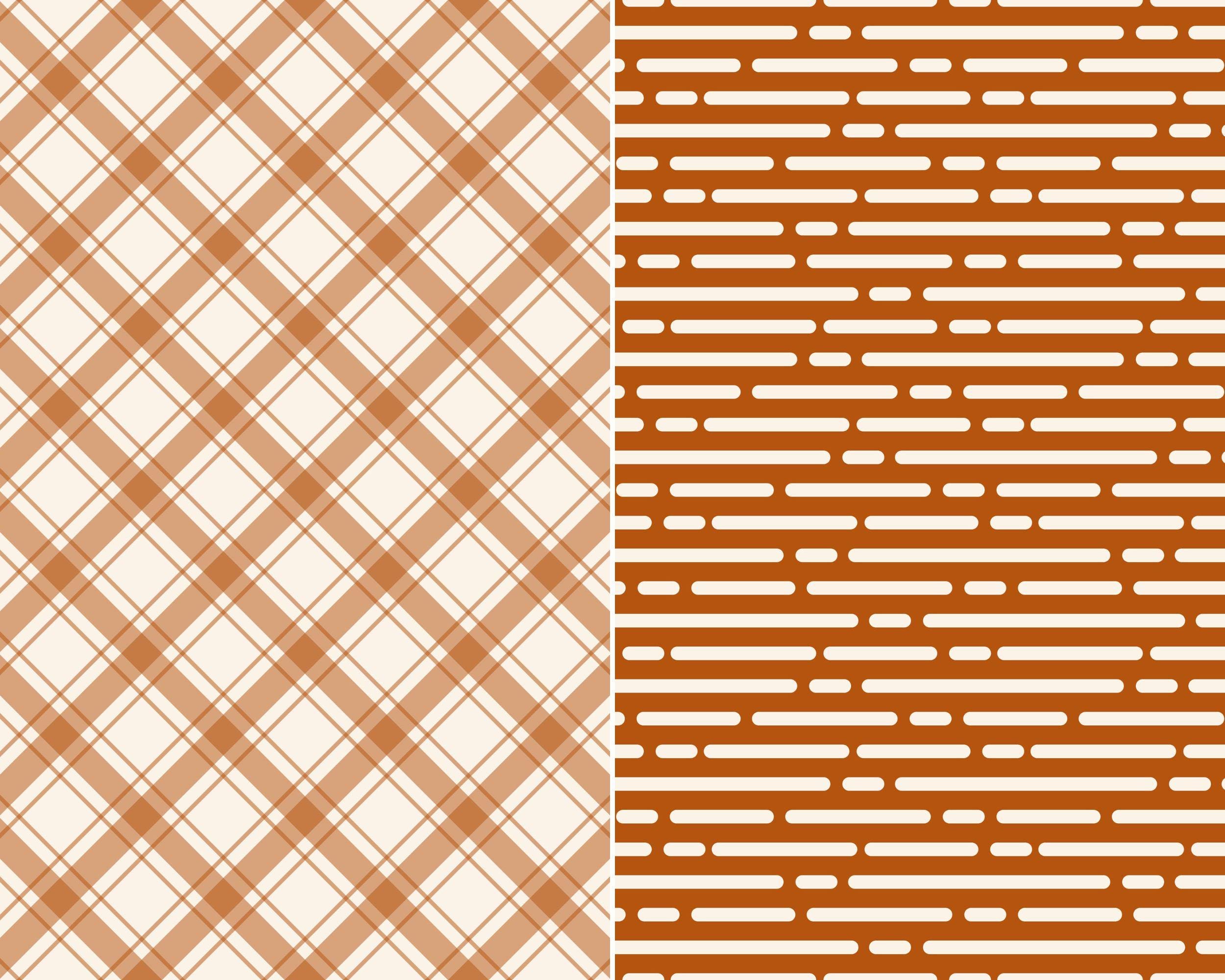 Gingham Plaid Stripes Digital Paper Bundle: Pumpkin Spice Orange ...