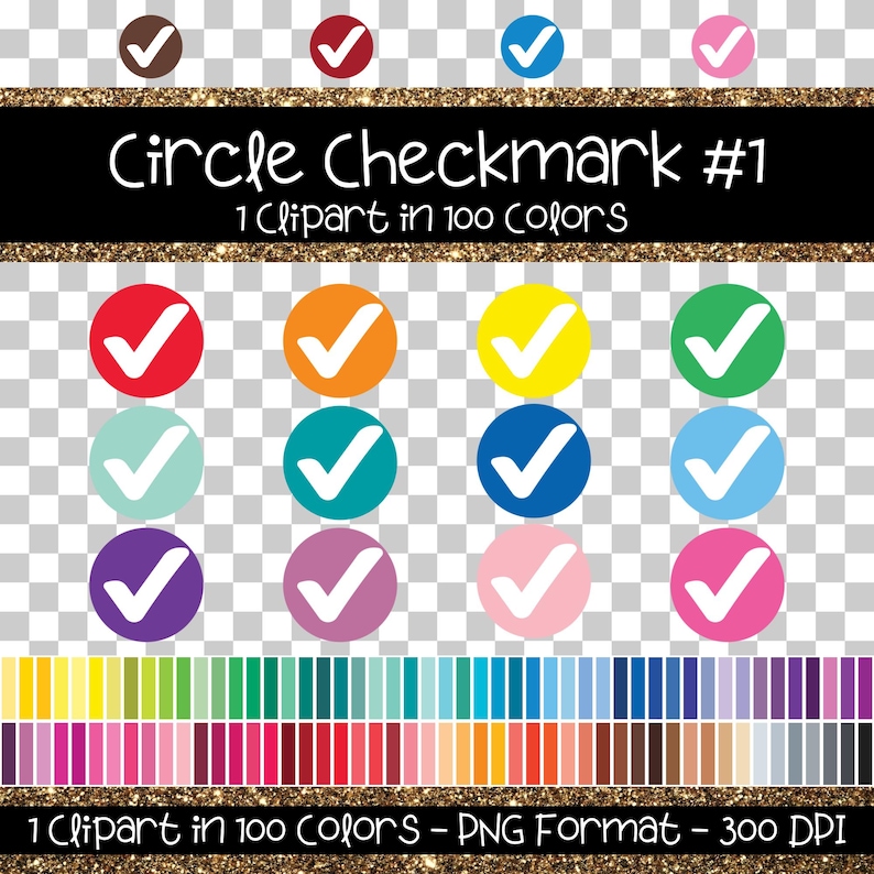 Rainbow Circle Checkmark Clipart, Planner Stickers (PNG Digital ...