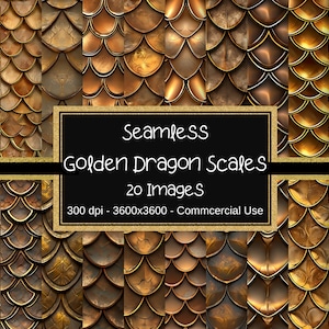 Dragon Scales Seamless Digital Paper, Golden Bronze Dragon Scales, Dragon Scale Textures, Mermaid Scale Patterns, Invitation Backgrounds