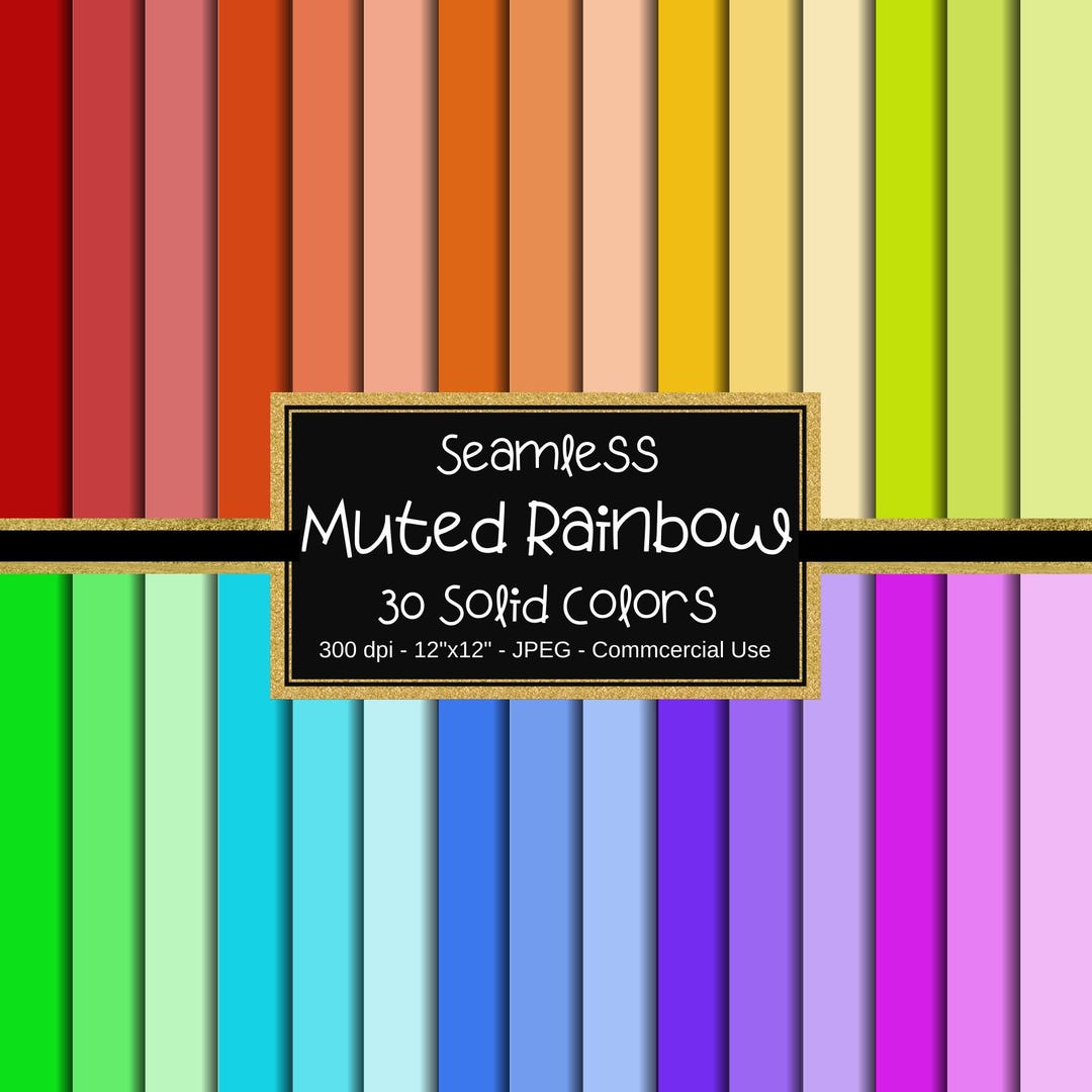 Muted Rainbow Solid Color Digital Paper Pack, Solid Background, Base ...