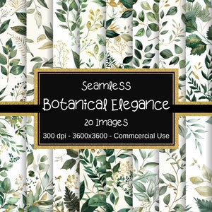 Carta digitale acquerello senza soluzione di continuità con foglie delicate, motivo senza giunture verde, salvia e verde oro, pacchetto di carta per collage botanico, diario spazzatura