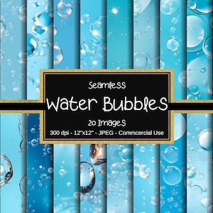 Texture di carta digitale Bubbles, Texture di bolle d'acqua senza soluzione di continuità, Uso commerciale, Scrapbooking digitale, Confezione di carta, Sfondo di bolle