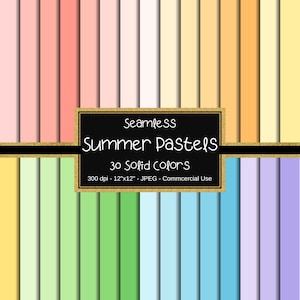 Summer Pastels Digital Paper Pack, Base Digital Paper, Printable Solid Summer Colors Background, Scrapbook Papers, Pastel Color Palette