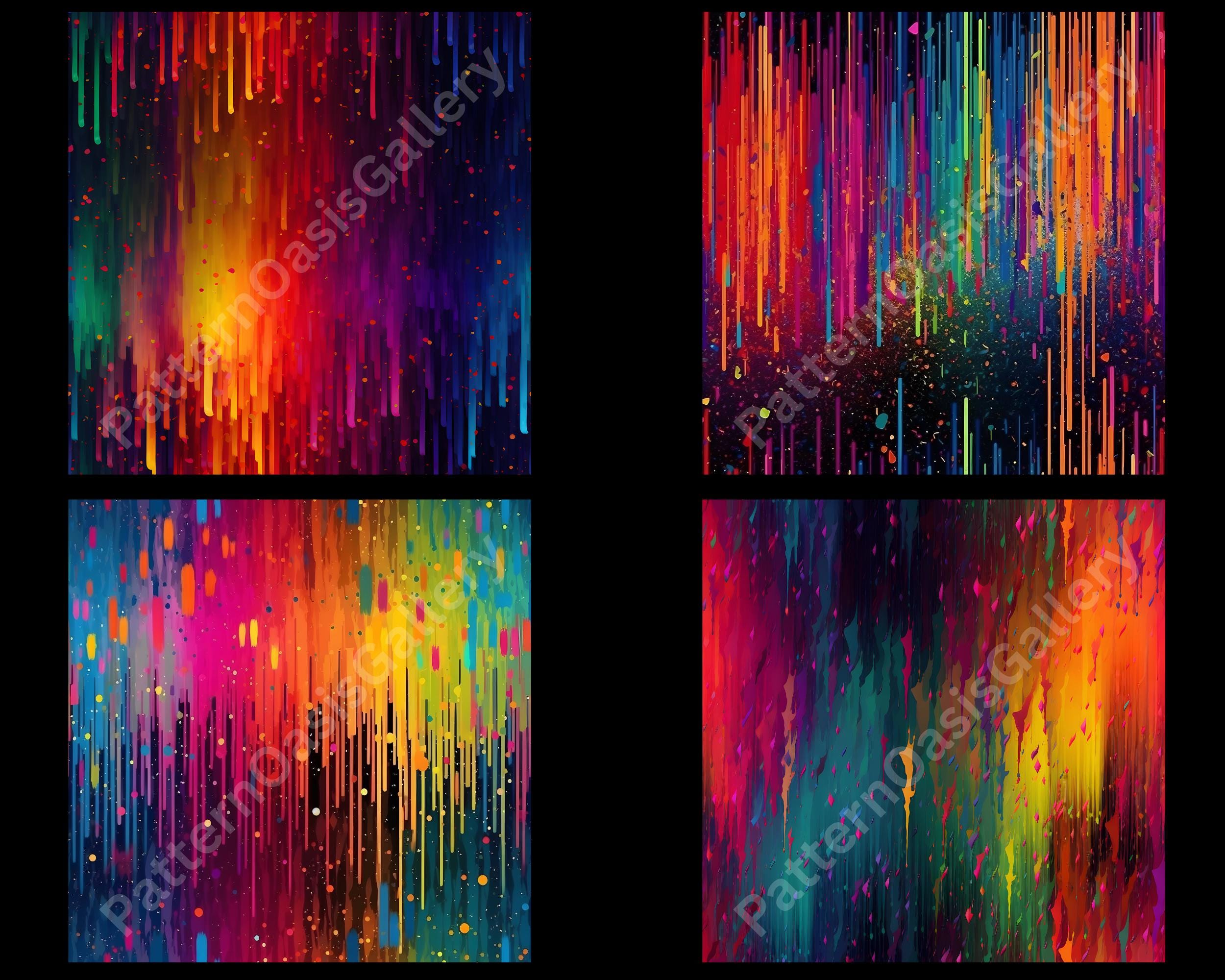 Rainbow Drip Seamless Digital Paper, Rainbow Splatter Patterns ...