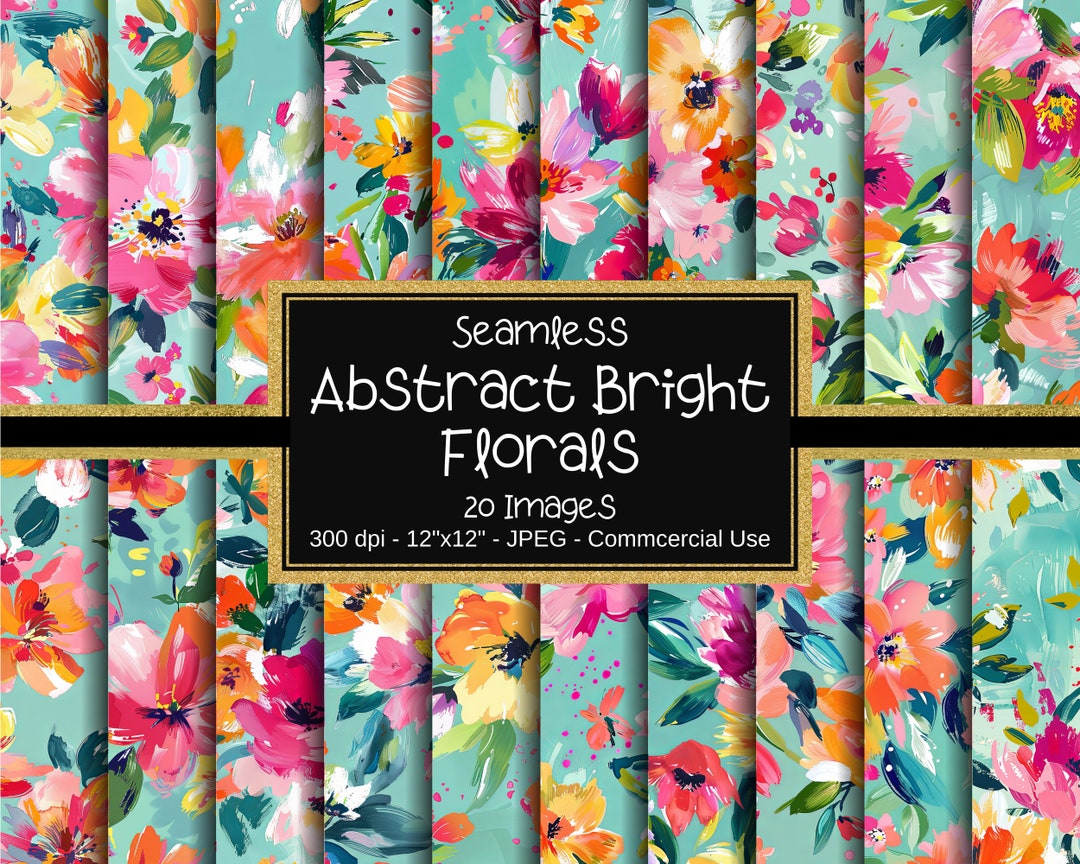 Abstract Floral Seamless Digital Paper, Painted Watercolor Patterns ...