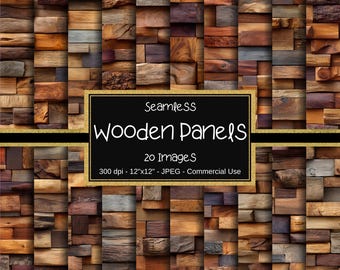 Papel digital sin costuras con paneles de madera, tablones de madera irregulares, papel para álbumes de recortes imprimible, fondo de madera, 20 diseños, 30 x 30 cm, textura de madera