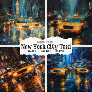 20 New York City Taxi Painting, Yellow Cab Images, Yellow Cab Taxi, Printable Clipart, High Quality JPGs & PNGs, Clipart, #136