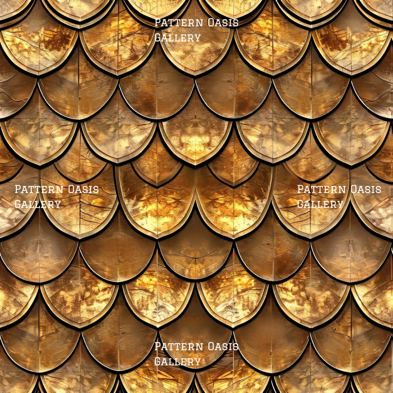 Dragon Scales Seamless Digital Paper, Golden Bronze Dragon Scales ...