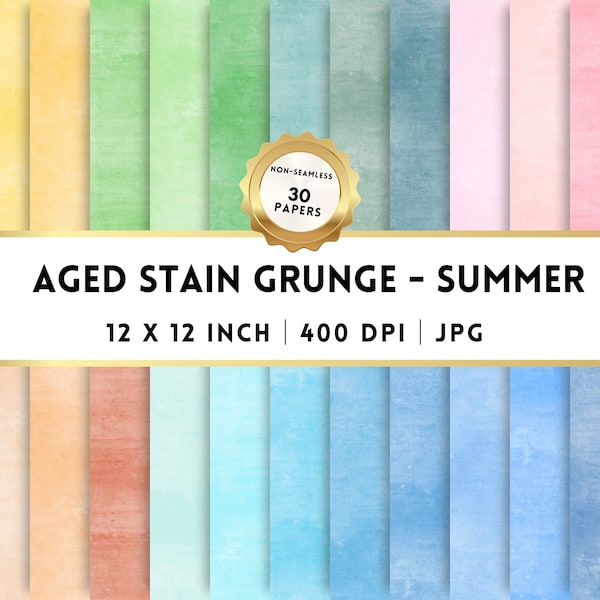 Grungy Aged Stain Summer Colors - Digital Paper, Distressed Textures, Grunge Backgrounds, Scrapbooking, Instant Download, Printable Paper
