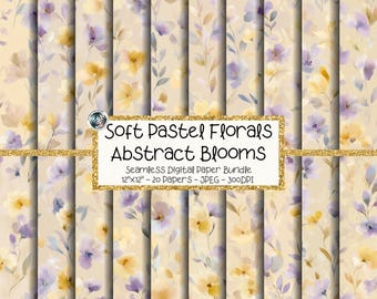 Pastel Floral Digital Paper Bundle, Seamless Watercolor Wildflower Patterns, Soft Spring Blooms (Digital Download)