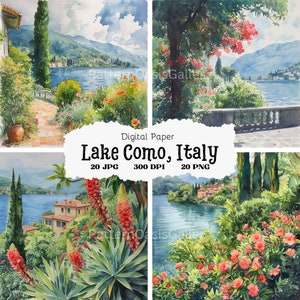 20 Lake Como Images, Lake Como Clipart, Italy Clipart, Mediterranean Clipart, Wall Art, High Quality JPGs, Printable, #52