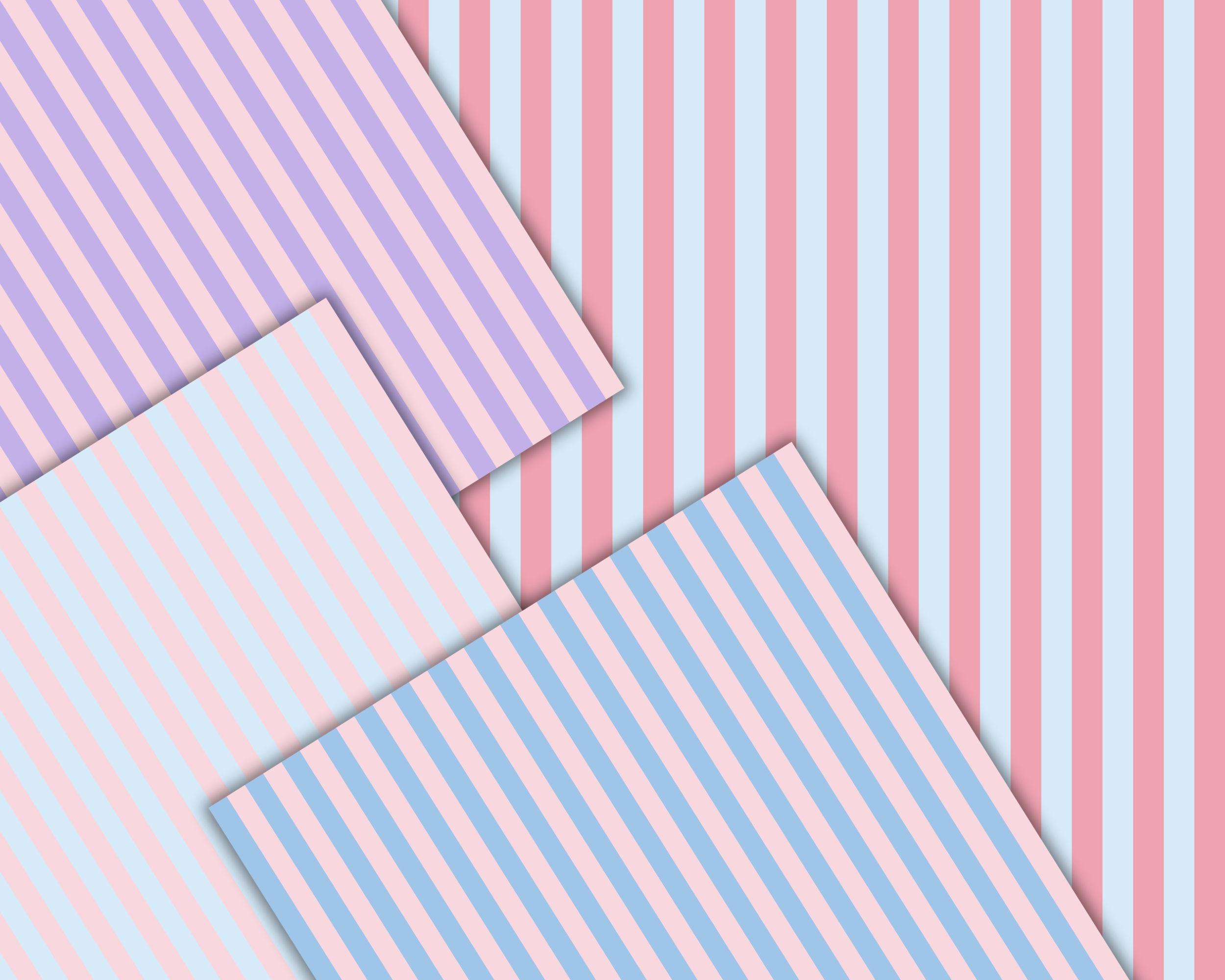 Pastel Stripes Digital Paper Bundle, Seamless Vertical Stripe Two Color ...