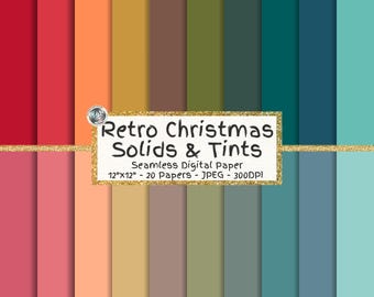 Retro Christmas Cheer Digital Paper Bundle, Seamless Holiday Colors & Tints (Digital Download)
