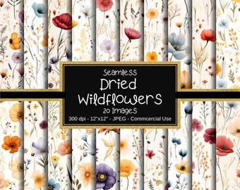 Getrocknete Wildblumen Muster, Blumenmuster, digital Papier (Instant Download)