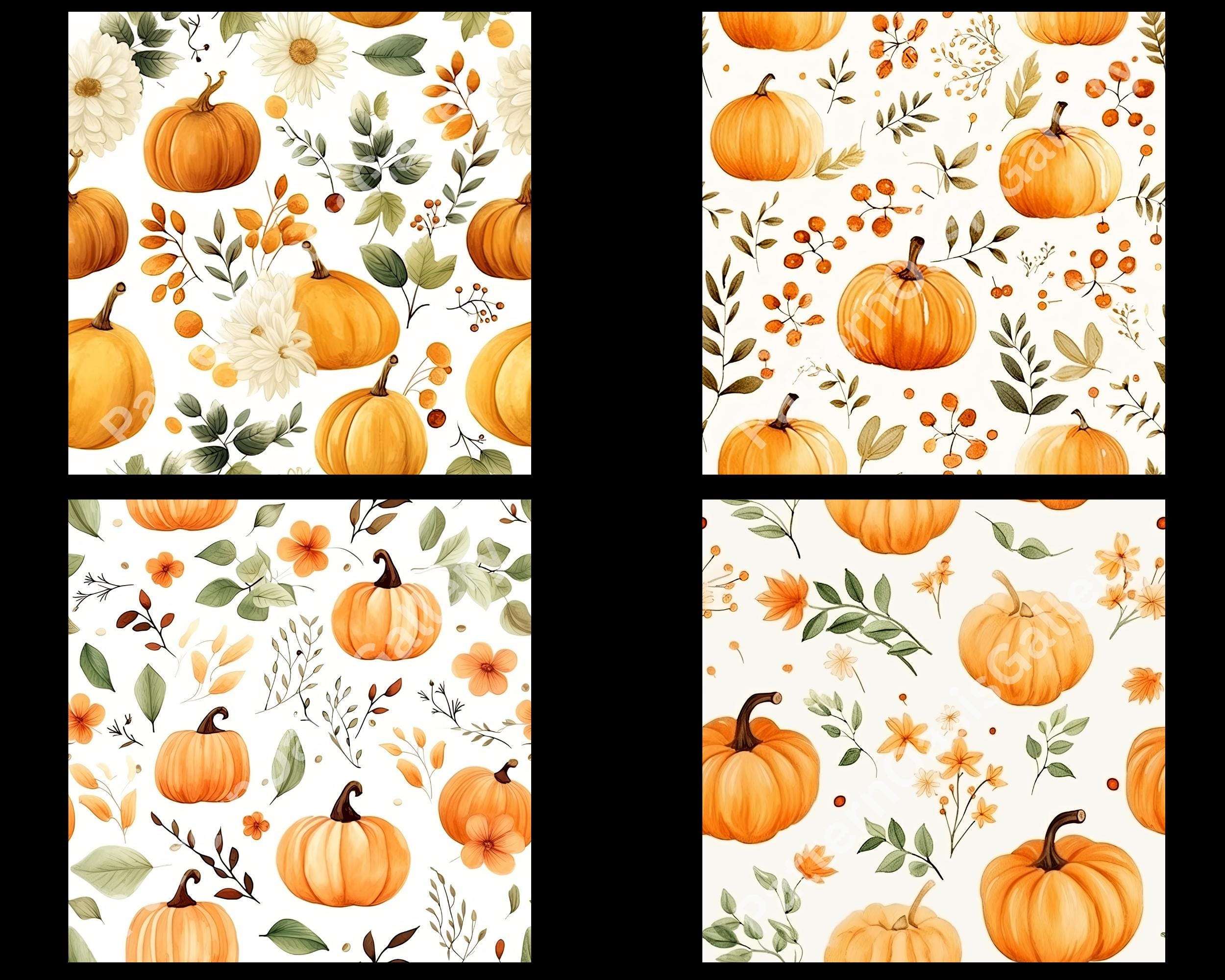 Cottagecore Pumpkins Seamless Digital Paper, Fall Patterns, 20 Designs ...