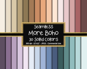 Boho Effen Kleuren Digitaal Papier Bundel, 30 Naadloze Aardse Achtergronden (Digitale Download)