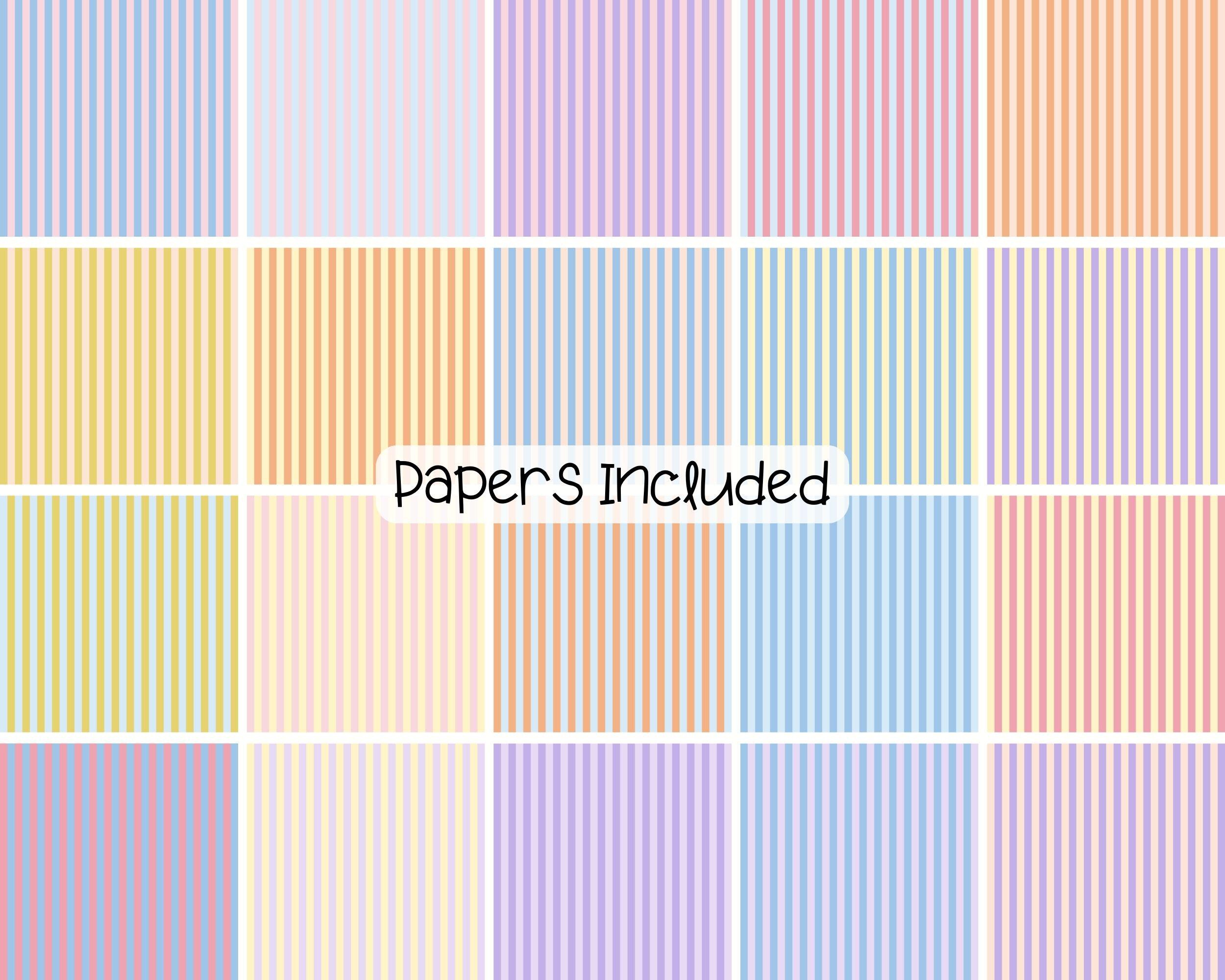 Pastel Stripes Digital Paper Bundle, Seamless Vertical Stripe Two Color ...