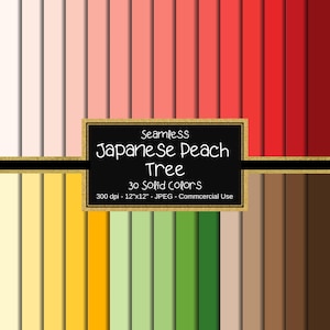 Confezione di carta digitale tinta unita Japanese Peach Tree, sfondo tinta unita, carta digitale di base, mix di colori, pagine di album, 30 colori, pesca