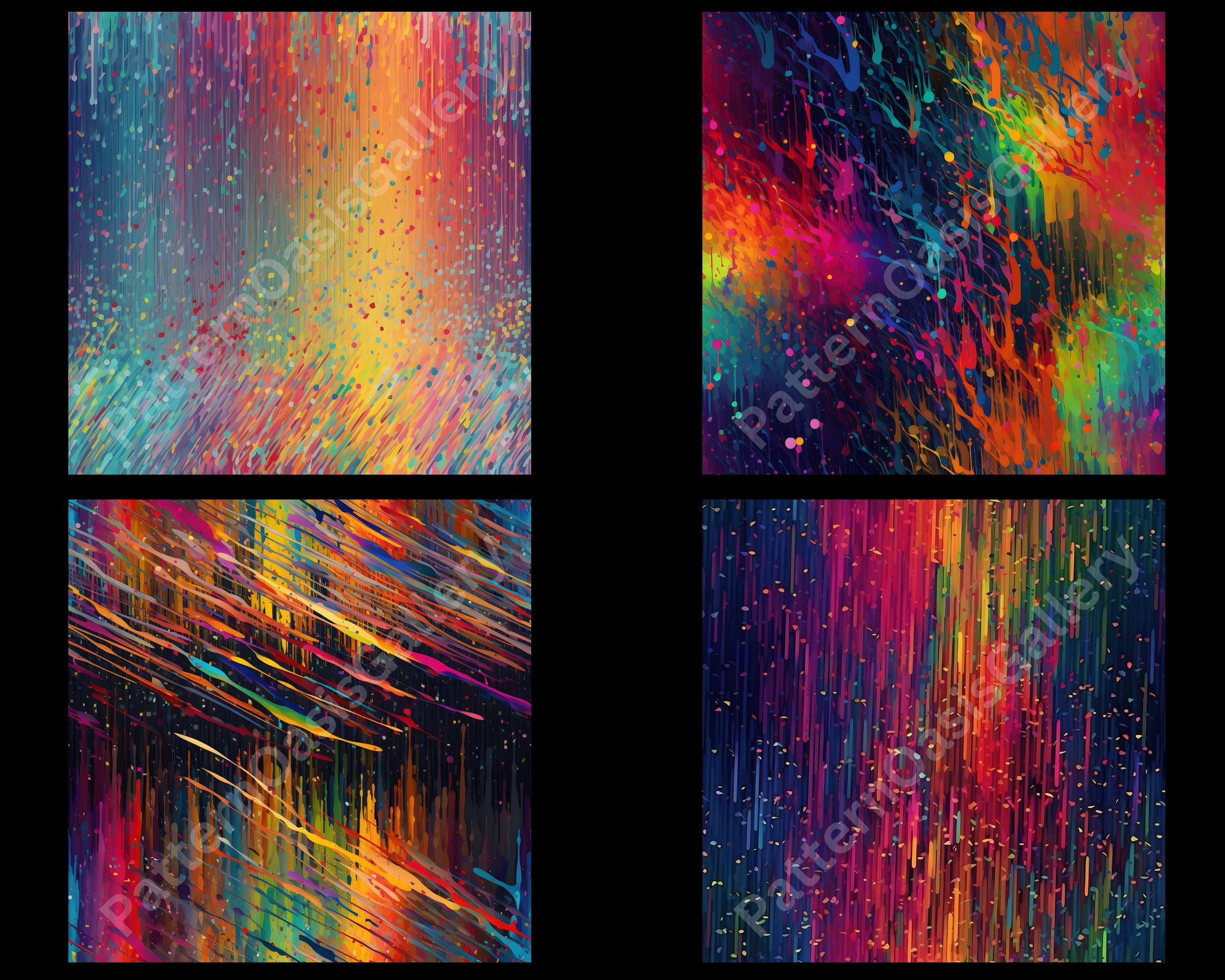Rainbow Drip Seamless Digital Paper, Rainbow Splatter Patterns ...