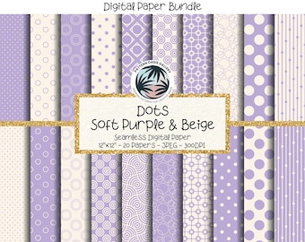 Lila & Beige Tupfen Digital Paper Pack, 12 "x 12" nahtlos Scrapbooking Muster (Instant Download)