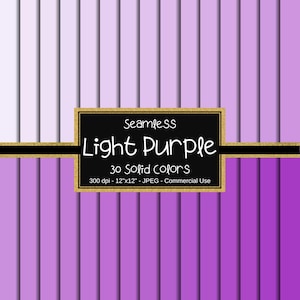 Shades of Purple Solid Color Digital Paper Pack, Solid Background, Base Digital Paper, Color Medley, Scrapbook Pages,30 Colors, Light Purple
