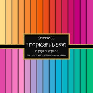 Tropical Fusion Solid Color Digital Paper Pack, einfarbiger Hintergrund, Basis Digitales Papier, Farb-Medley, Scrapbook-Seiten, 30 Farben, Sommerpapier