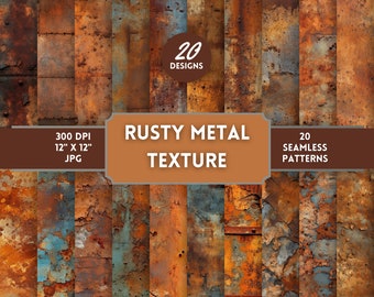 Rusty Steel and Metal - 20 Seamless Images, Instant Download, Commercial Use, Background, Digital Paper, Sublimation, Rusty Texture