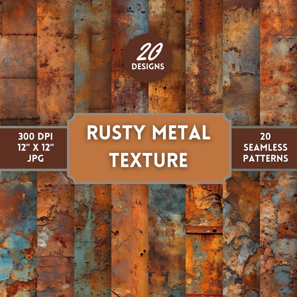 Rusty Steel and Metal - 20 Seamless Images, Instant Download, Commercial Use, Background, Digital Paper, Sublimation, Rusty Texture