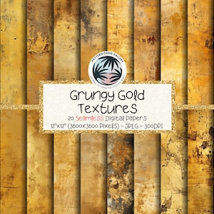 Distressed Gold Textures, Grungy Seamless Patterns (Digital Paper)