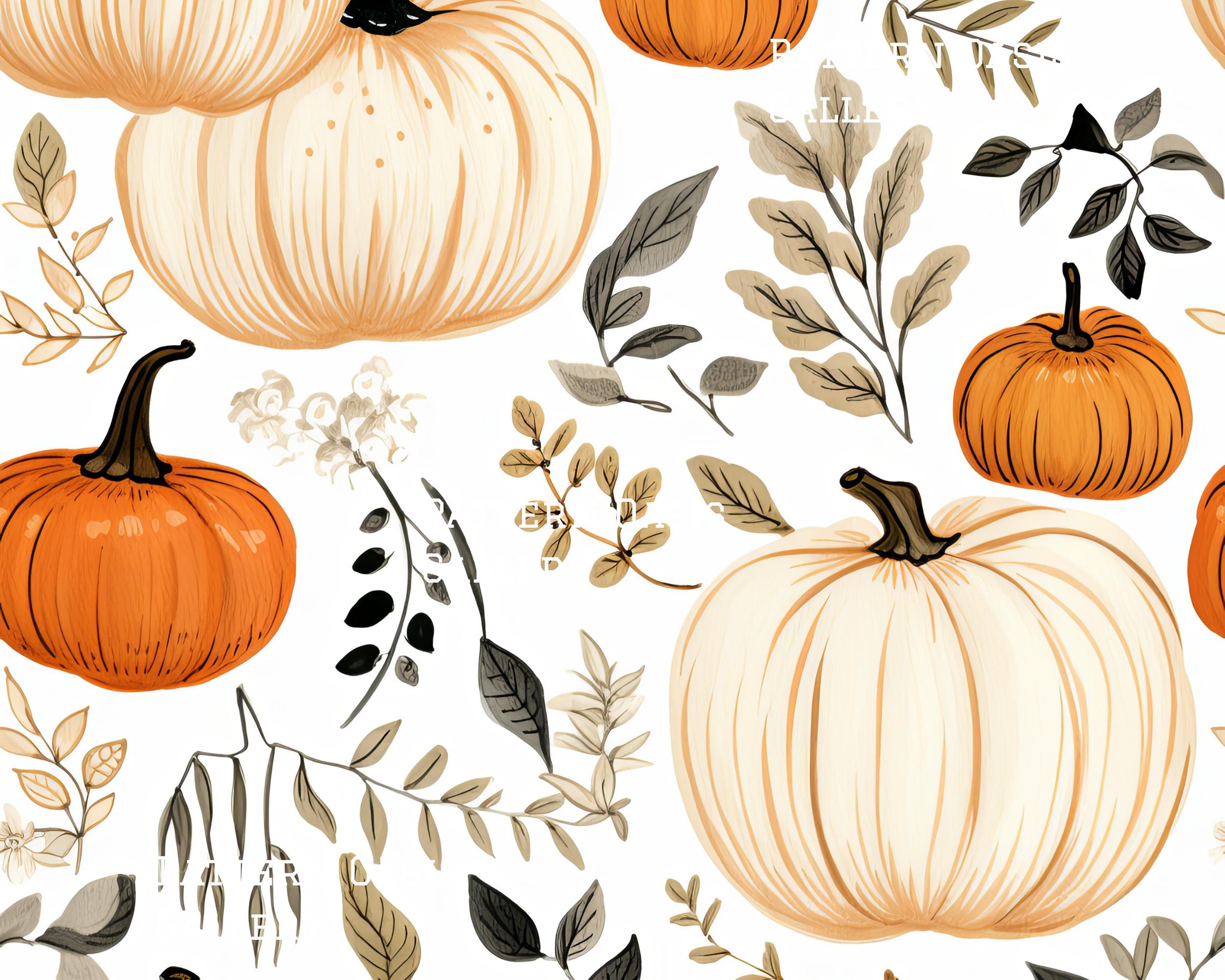 Autumn Pumpkin Seamless Digital Paper, Boho Fall Patterns (20 Designs ...