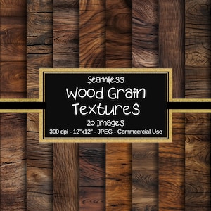 Naadloos digitaal papier houtnerf, naadloze houtnerf texturen, 12 x 12 inch, 20 afbeeldingen, donkerbruine houtstructuur, houten achtergronden, scrapbooking