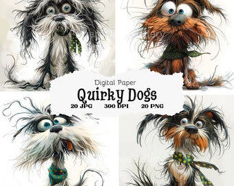 20 Quirky Dog Clip Art, Funny Dog Images, Dog Clipart, Printable Watercolor Clipart, Watercolour, Wall Art, High Quality JPGs, #131