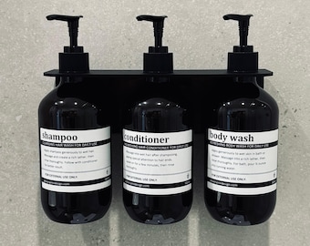 Soap Dispenser Holder + Bottle(s) + Aesop style Label(s). No Tools required!